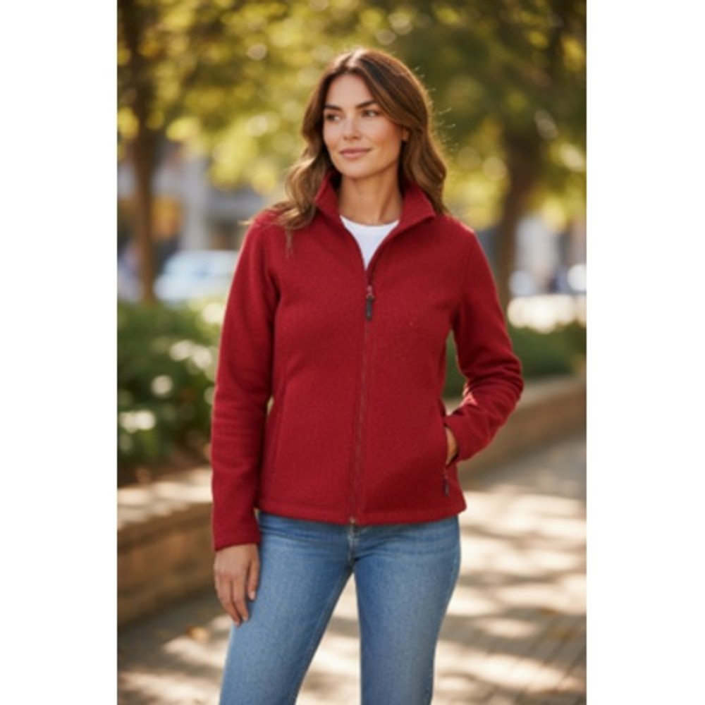 Woolrich Jacket Womens Large Red Ruby Heather Wool Zip Insulated Outdoor Coat